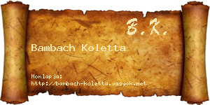 Bambach Koletta névjegykártya